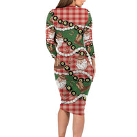 Cowboy Hawaii Mele Kalikimaka Family Matching Long Sleeve Bodycon Dress and Hawaiian Shirt Paniolo Kukui Nut Pikake Lei Red Version LT14 - Polynesian Pride