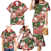 Cowboy Hawaii Mele Kalikimaka Family Matching Mermaid Dress and Hawaiian Shirt Paniolo Kukui Nut Pikake Lei Red Version LT14 - Polynesian Pride