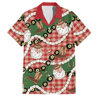 Cowboy Hawaii Mele Kalikimaka Family Matching Off Shoulder Short Dress and Hawaiian Shirt Paniolo Kukui Nut Pikake Lei Red Version LT14 Dad's Shirt - Short Sleeve Red - Polynesian Pride