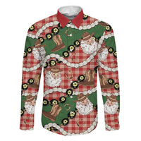 Cowboy Hawaii Mele Kalikimaka Family Matching Puletasi and Hawaiian Shirt Paniolo Kukui Nut Pikake Lei Red Version LT14 Dad's Shirt - Long Sleeve Red - Polynesian Pride