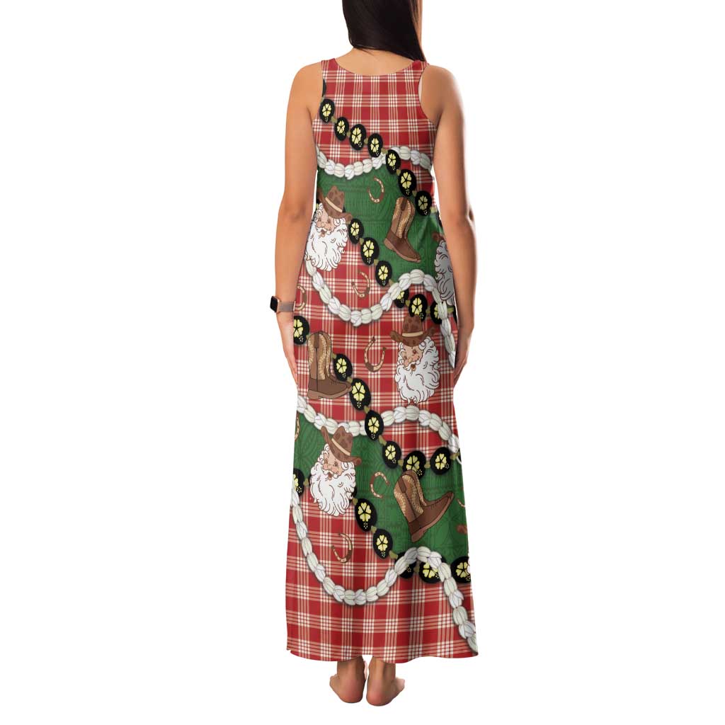 Cowboy Hawaii Mele Kalikimaka Family Matching Tank Maxi Dress and Hawaiian Shirt Paniolo Kukui Nut Pikake Lei Red Version LT14 - Polynesian Pride