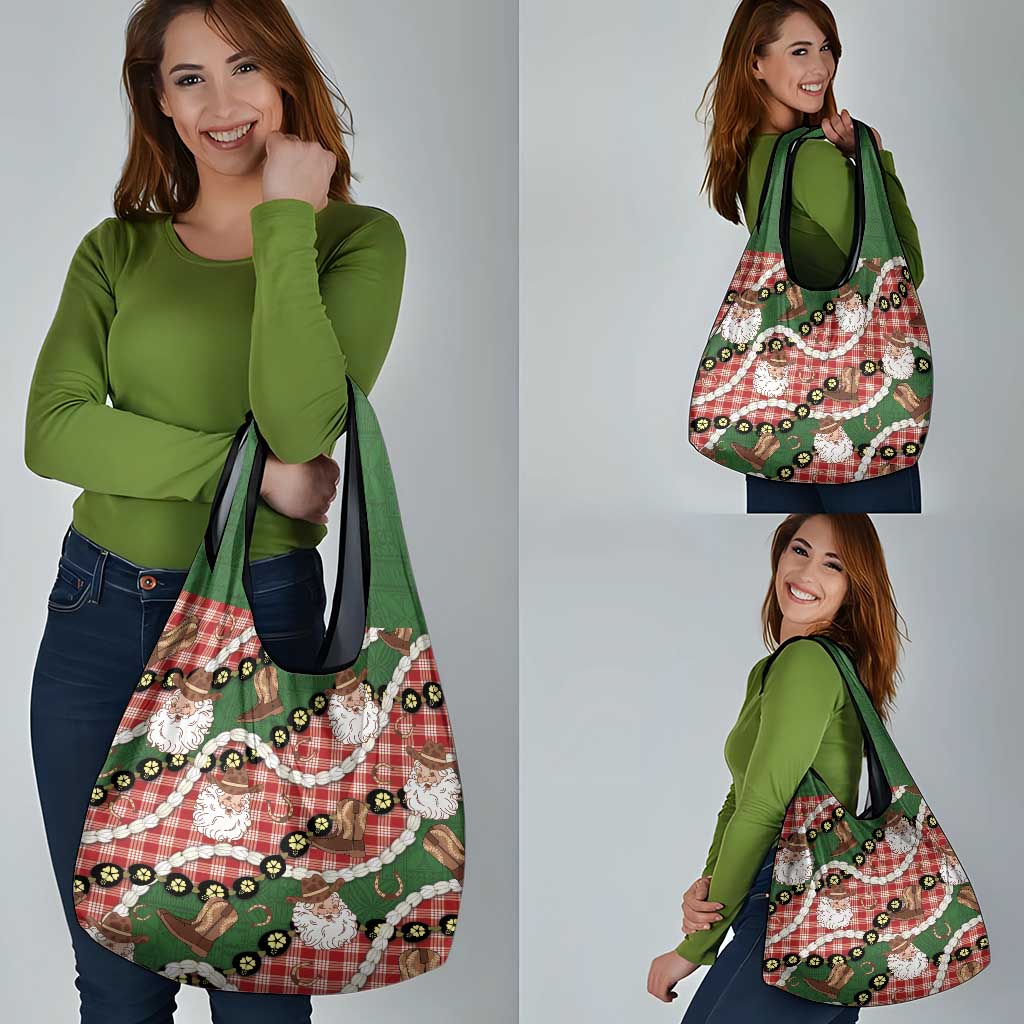 Cowboy Hawaii Mele Kalikimaka Grocery Bag Paniolo Kukui Nut Pikake Lei Red Version - Polynesian Pride