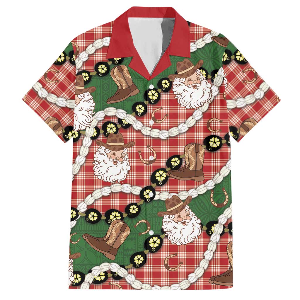 Cowboy Hawaii Mele Kalikimaka Hawaiian Shirt Paniolo Kukui Nut Pikake Lei Red Version - Polynesian Pride