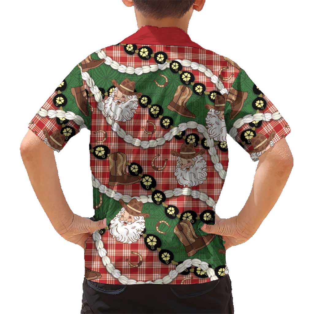 Cowboy Hawaii Mele Kalikimaka Hawaiian Shirt Paniolo Kukui Nut Pikake Lei Red Version - Polynesian Pride