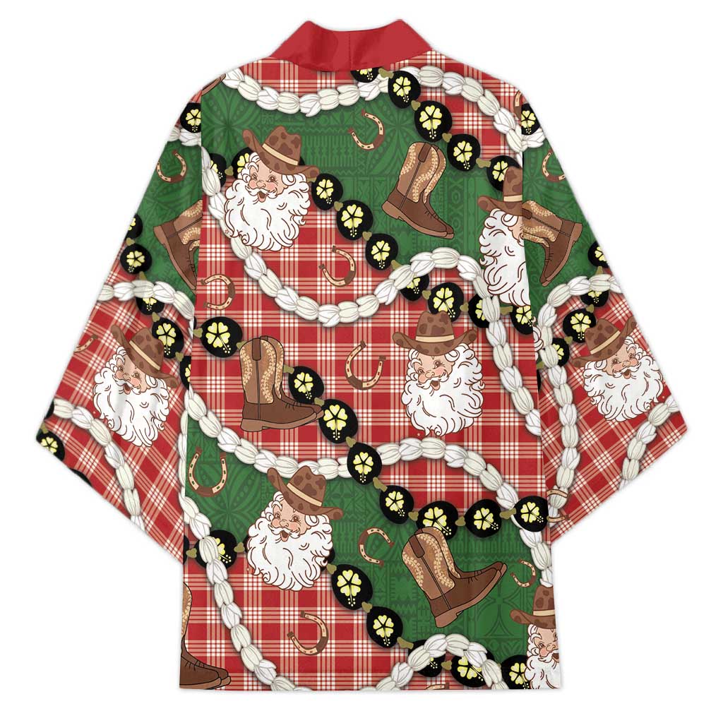 Cowboy Hawaii Mele Kalikimaka Kimono Paniolo Kukui Nut Pikake Lei Red Version LT14 - Polynesian Pride