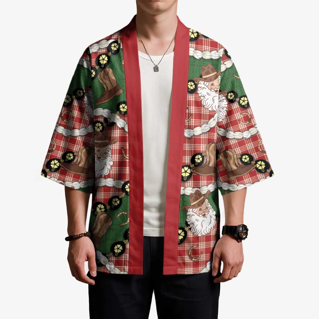 Cowboy Hawaii Mele Kalikimaka Kimono Paniolo Kukui Nut Pikake Lei Red Version LT14 - Polynesian Pride