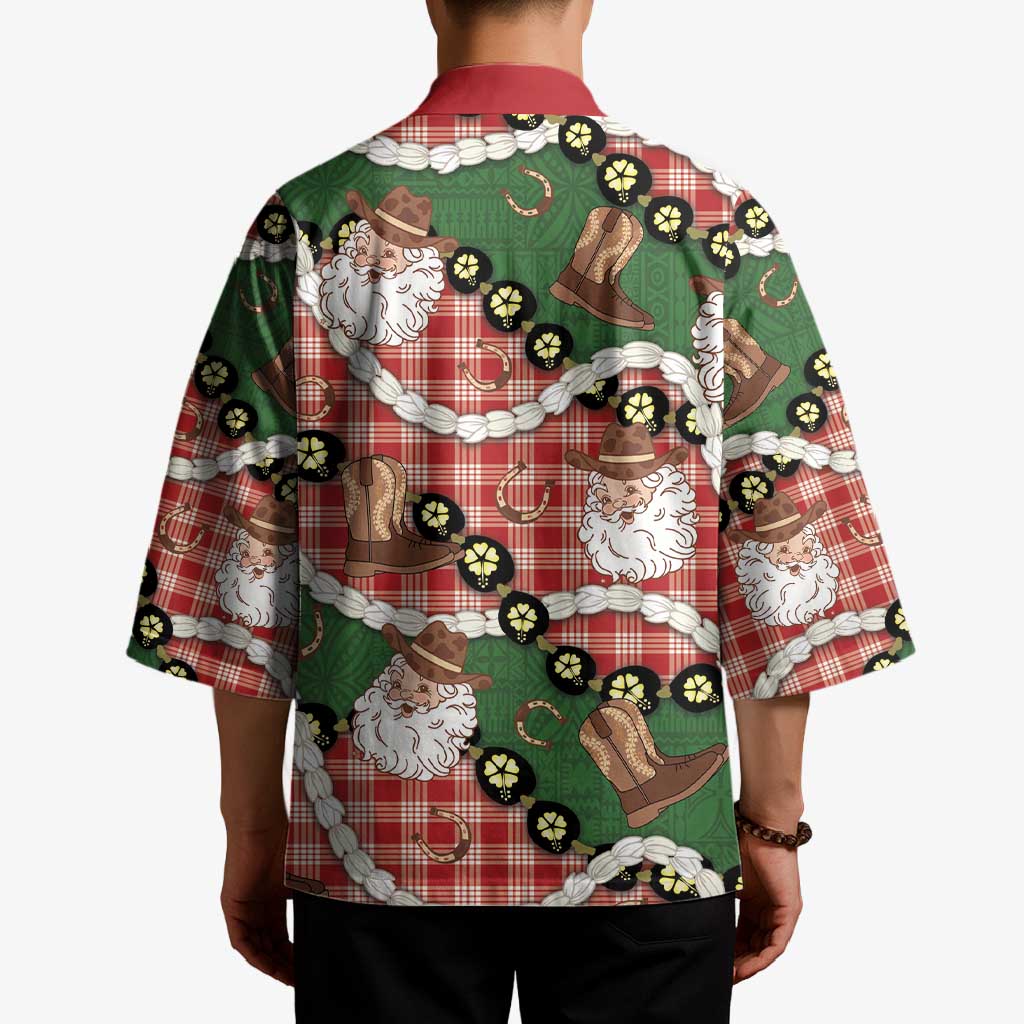 Cowboy Hawaii Mele Kalikimaka Kimono Paniolo Kukui Nut Pikake Lei Red Version LT14 - Polynesian Pride
