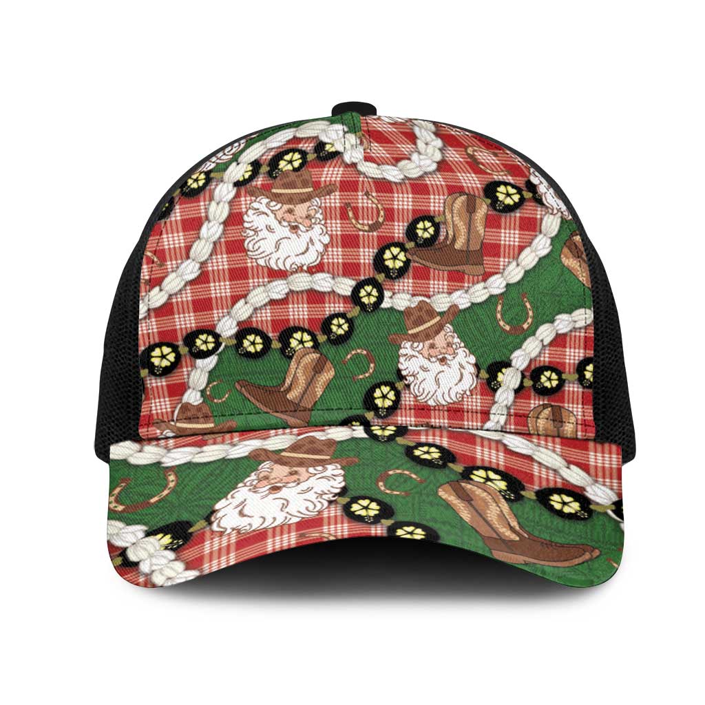 Cowboy Hawaii Mele Kalikimaka Mesh Trucker Cap Paniolo Kukui Nut Pikake Lei Red Version - Polynesian Pride