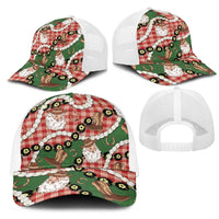 Cowboy Hawaii Mele Kalikimaka Mesh Trucker Cap Paniolo Kukui Nut Pikake Lei Red Version - Polynesian Pride