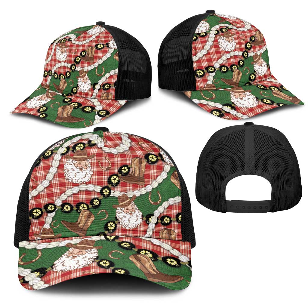 Cowboy Hawaii Mele Kalikimaka Mesh Trucker Cap Paniolo Kukui Nut Pikake Lei Red Version - Polynesian Pride