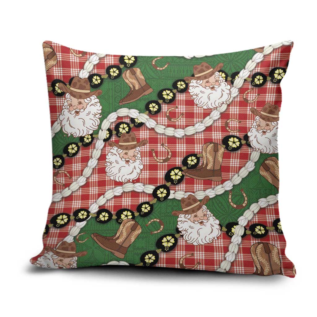 Cowboy Hawaii Mele Kalikimaka Pillow Cover Paniolo Kukui Nut Pikake Lei Red Version LT14 Red - Polynesian Pride
