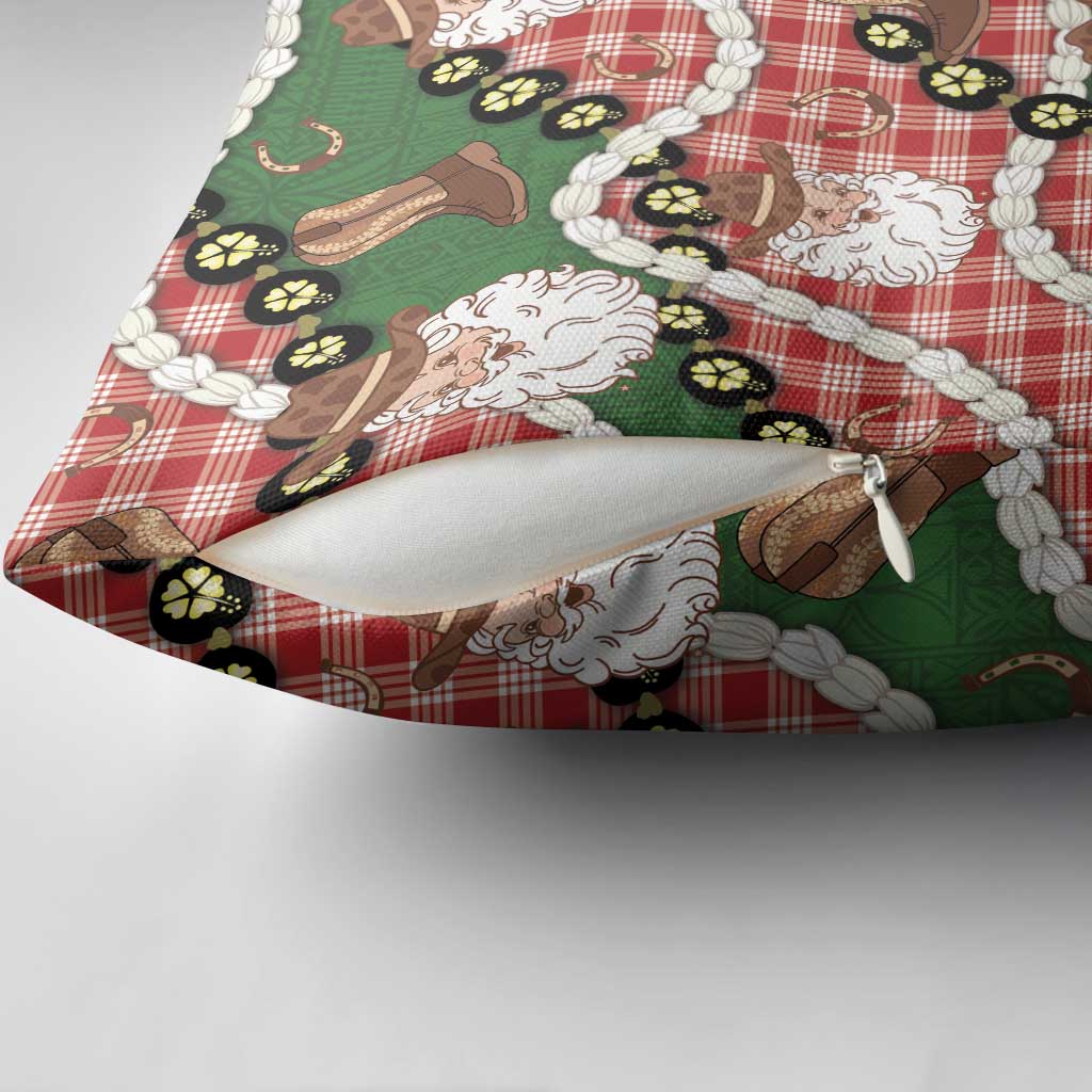 Cowboy Hawaii Mele Kalikimaka Pillow Cover Paniolo Kukui Nut Pikake Lei Red Version LT14 - Polynesian Pride
