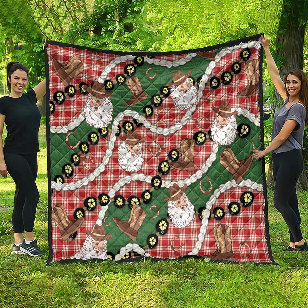 Cowboy Hawaii Mele Kalikimaka Quilt Paniolo Kukui Nut Pikake Lei Red Version LT14 - Polynesian Pride