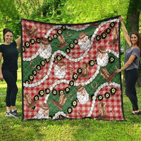 Cowboy Hawaii Mele Kalikimaka Quilt Paniolo Kukui Nut Pikake Lei Red Version LT14 - Polynesian Pride