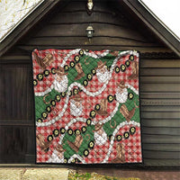 Cowboy Hawaii Mele Kalikimaka Quilt Paniolo Kukui Nut Pikake Lei Red Version LT14 - Polynesian Pride