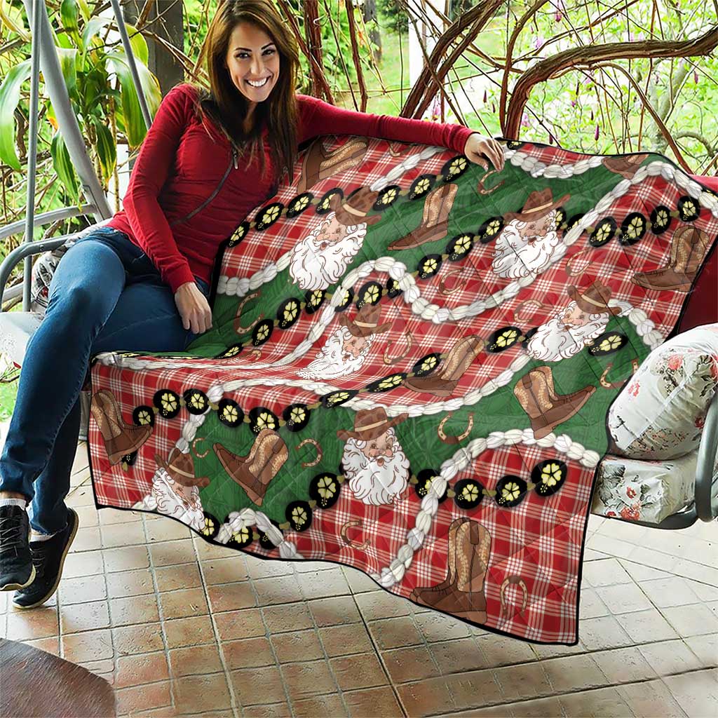 Cowboy Hawaii Mele Kalikimaka Quilt Paniolo Kukui Nut Pikake Lei Red Version LT14 - Polynesian Pride
