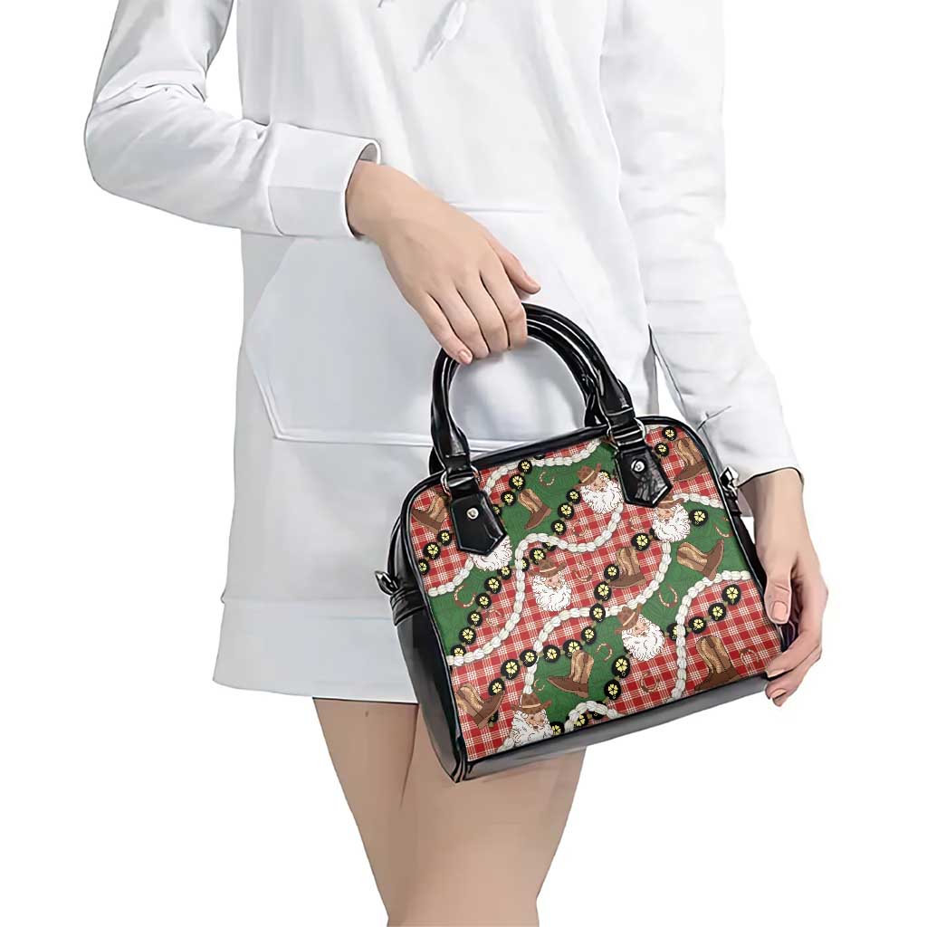 Cowboy Hawaii Mele Kalikimaka Shoulder Handbag Paniolo Kukui Nut Pikake Lei Red Version - Polynesian Pride