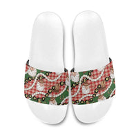 Cowboy Hawaii Mele Kalikimaka Slide Sandals Paniolo Kukui Nut Pikake Lei Red Version LT14 Red - Polynesian Pride