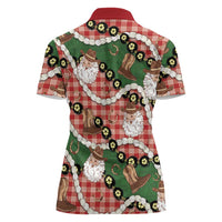 Cowboy Hawaii Mele Kalikimaka Women Polo Shirt Paniolo Kukui Nut Pikake Lei Red Version - Polynesian Pride