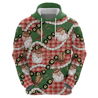 Cowboy Hawaii Mele Kalikimaka Zip Hoodie Paniolo Kukui Nut Pikake Lei Red Version - Polynesian Pride