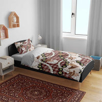 Cowboy Hawaii Mele Kalikimaka Bedding Set Paniolo Kukui Nut Pikake Lei Burgundy Version - Polynesian Pride