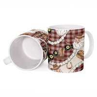 Cowboy Hawaii Mele Kalikimaka Ceramic Mug Paniolo Kukui Nut Pikake Lei Burgundy Version LT14 - Polynesian Pride