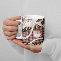 Cowboy Hawaii Mele Kalikimaka Ceramic Mug Paniolo Kukui Nut Pikake Lei Burgundy Version LT14 - Polynesian Pride