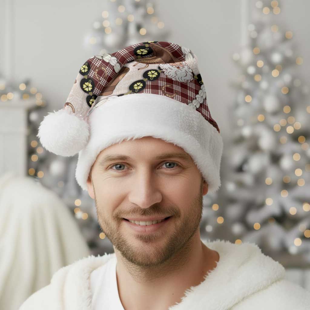 Cowboy Hawaii Mele Kalikimaka Christmas Santa Hat Paniolo Kukui Nut Pikake Lei Burgundy Version - Polynesian Pride