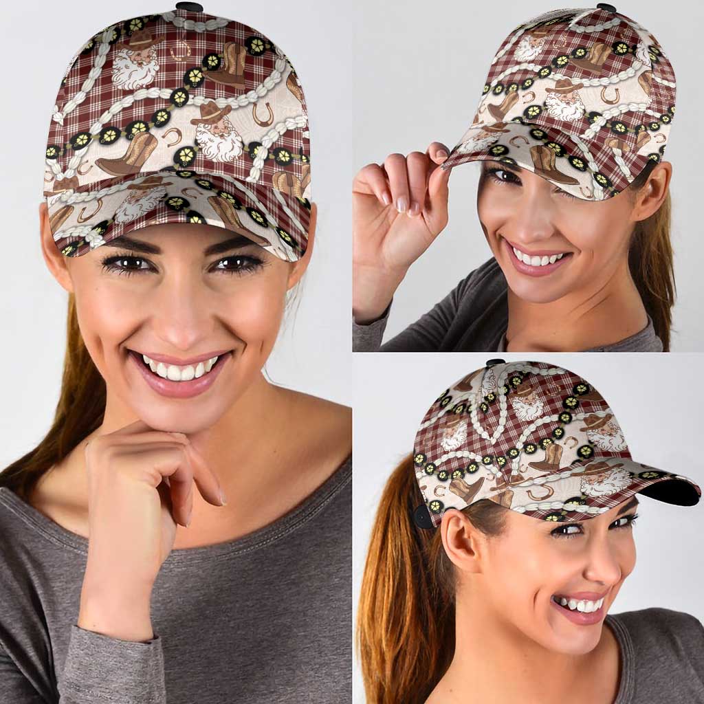 Cowboy Hawaii Mele Kalikimaka Classic Cap Paniolo Kukui Nut Pikake Lei Burgundy Version - Polynesian Pride