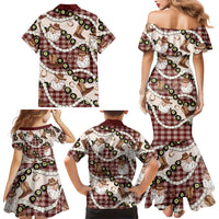 Cowboy Hawaii Mele Kalikimaka Family Matching Mermaid Dress and Hawaiian Shirt Paniolo Kukui Nut Pikake Lei Burgundy Version LT14 - Polynesian Pride