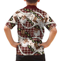 Cowboy Hawaii Mele Kalikimaka Family Matching Summer Maxi Dress and Hawaiian Shirt Paniolo Kukui Nut Pikake Lei Burgundy Version LT14 - Polynesian Pride