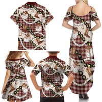Cowboy Hawaii Mele Kalikimaka Family Matching Summer Maxi Dress and Hawaiian Shirt Paniolo Kukui Nut Pikake Lei Burgundy Version LT14 - Polynesian Pride