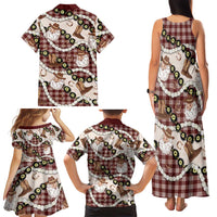 Cowboy Hawaii Mele Kalikimaka Family Matching Tank Maxi Dress and Hawaiian Shirt Paniolo Kukui Nut Pikake Lei Burgundy Version LT14 - Polynesian Pride
