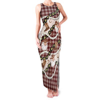 Cowboy Hawaii Mele Kalikimaka Family Matching Tank Maxi Dress and Hawaiian Shirt Paniolo Kukui Nut Pikake Lei Burgundy Version LT14 Mom's Dress Burgundy - Polynesian Pride