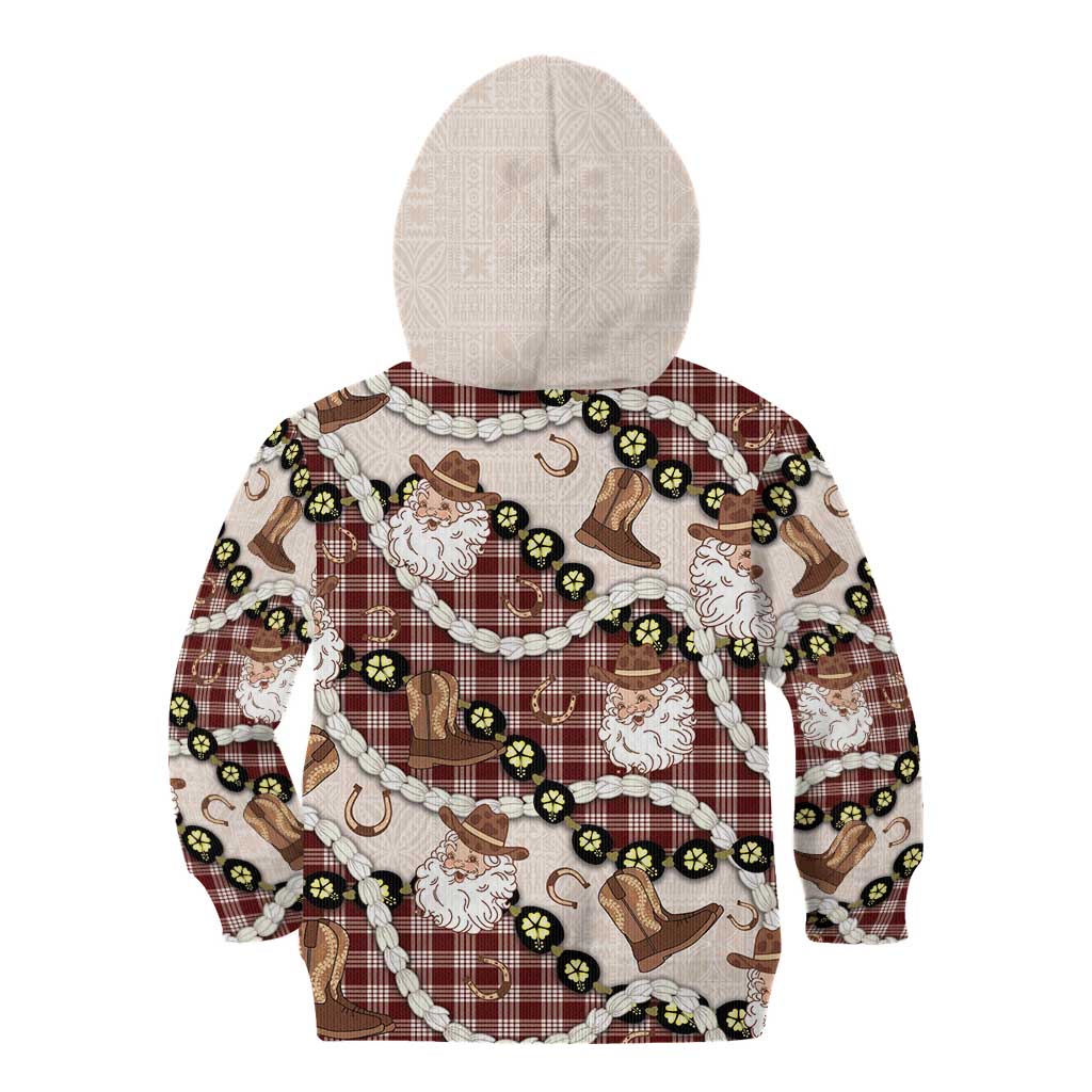 Cowboy Hawaii Mele Kalikimaka Kid Hoodie Paniolo Kukui Nut Pikake Lei Burgundy Version LT14 - Polynesian Pride