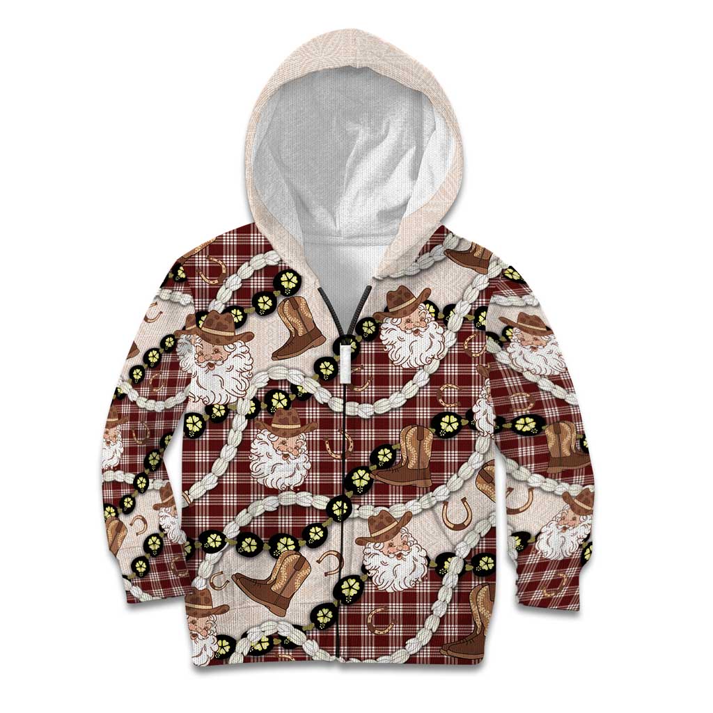 Cowboy Hawaii Mele Kalikimaka Kid Hoodie Paniolo Kukui Nut Pikake Lei Burgundy Version LT14 Zip Hoodie Burgundy - Polynesian Pride