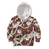 Cowboy Hawaii Mele Kalikimaka Kid Hoodie Paniolo Kukui Nut Pikake Lei Burgundy Version LT14 Zip Hoodie Burgundy - Polynesian Pride
