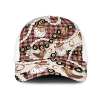 Cowboy Hawaii Mele Kalikimaka Mesh Trucker Cap Paniolo Kukui Nut Pikake Lei Burgundy Version - Polynesian Pride