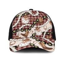 Cowboy Hawaii Mele Kalikimaka Mesh Trucker Cap Paniolo Kukui Nut Pikake Lei Burgundy Version - Polynesian Pride
