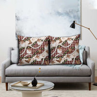 Cowboy Hawaii Mele Kalikimaka Pillow Cover Paniolo Kukui Nut Pikake Lei Burgundy Version - Polynesian Pride