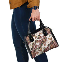 Cowboy Hawaii Mele Kalikimaka Shoulder Handbag Paniolo Kukui Nut Pikake Lei Burgundy Version - Polynesian Pride