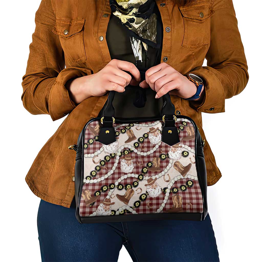 Cowboy Hawaii Mele Kalikimaka Shoulder Handbag Paniolo Kukui Nut Pikake Lei Burgundy Version - Polynesian Pride