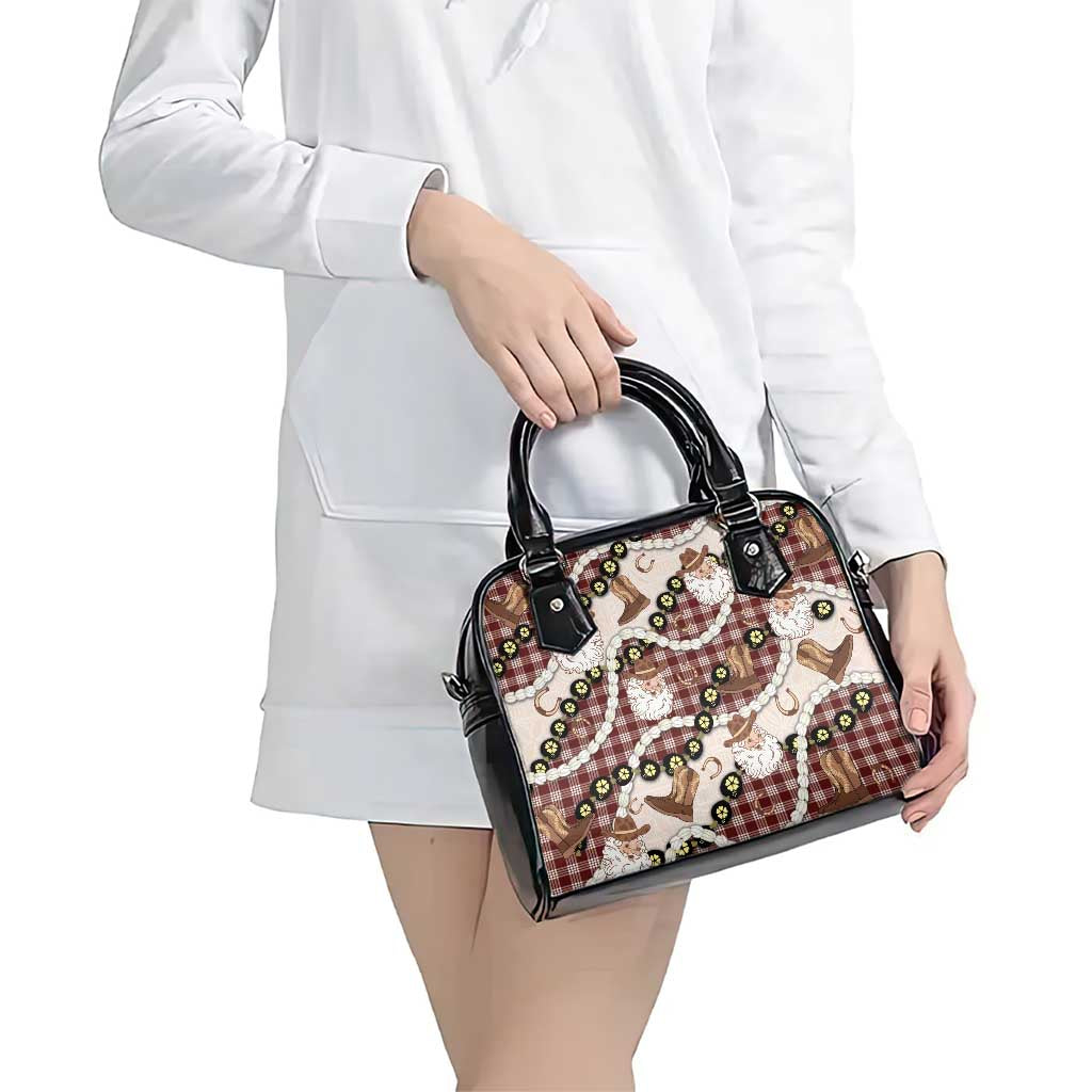Cowboy Hawaii Mele Kalikimaka Shoulder Handbag Paniolo Kukui Nut Pikake Lei Burgundy Version - Polynesian Pride