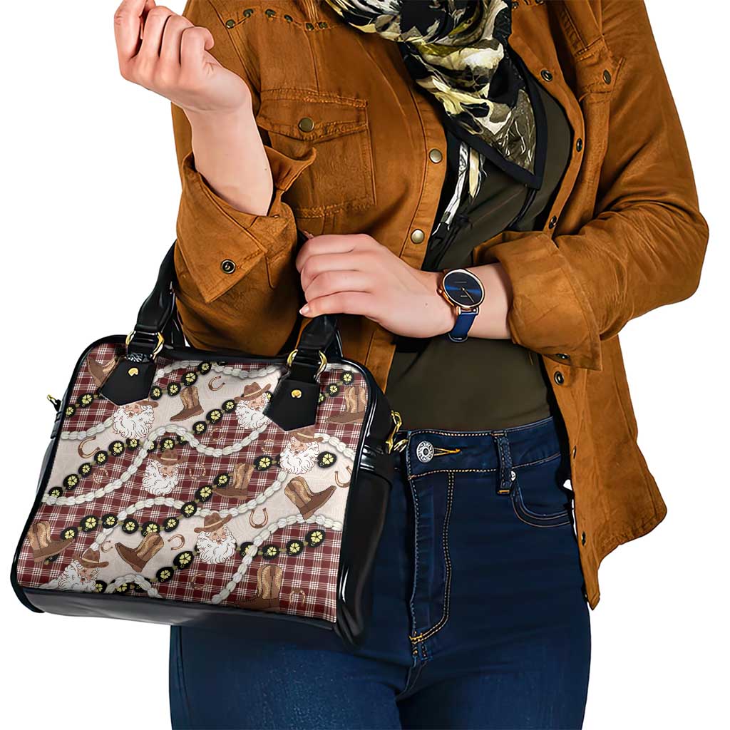 Cowboy Hawaii Mele Kalikimaka Shoulder Handbag Paniolo Kukui Nut Pikake Lei Burgundy Version - Polynesian Pride