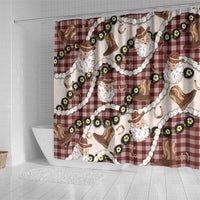 Cowboy Hawaii Mele Kalikimaka Shower Curtain Paniolo Kukui Nut Pikake Lei Burgundy Version LT14 - Polynesian Pride
