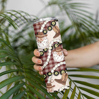 Cowboy Hawaii Mele Kalikimaka Skinny Tumbler Paniolo Kukui Nut Pikake Lei Burgundy Version LT14 - Polynesian Pride