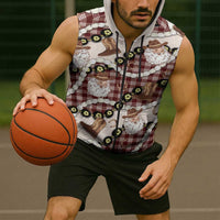Cowboy Hawaii Mele Kalikimaka Sleeveless Zip Hoodie Paniolo Kukui Nut Pikake Lei Burgundy Version LT14 - Polynesian Pride