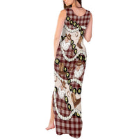 Cowboy Hawaii Mele Kalikimaka Tank Maxi Dress Paniolo Kukui Nut Pikake Lei Burgundy Version - Polynesian Pride