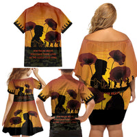 Tokelau ANZAC Day Family Matching Off Shoulder Short Dress and Hawaiian Shirt Camouflage With Poppies Lest We Forget LT14 - Polynesian Pride
