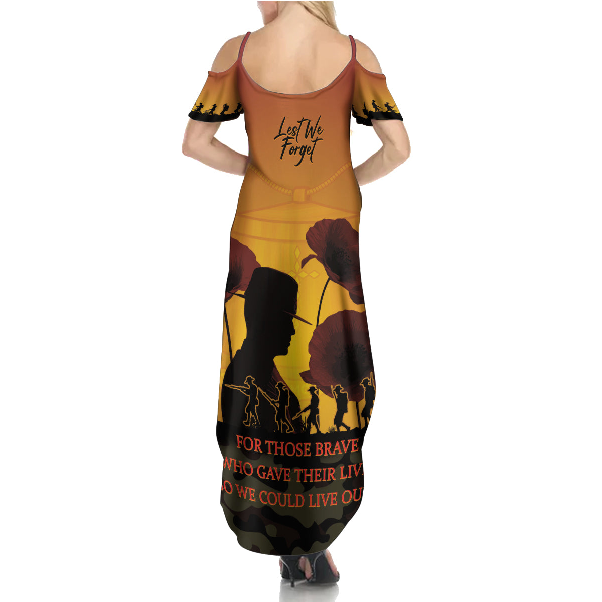 Tokelau ANZAC Day Family Matching Summer Maxi Dress and Hawaiian Shirt Camouflage With Poppies Lest We Forget LT14 - Polynesian Pride